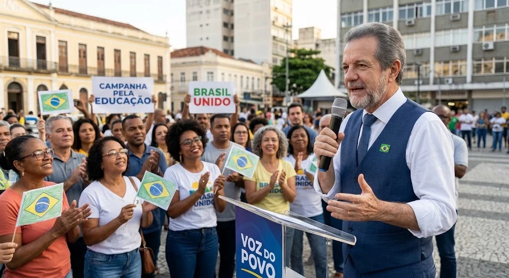 Joãozinho conversando com moradores, cena ilustrativa